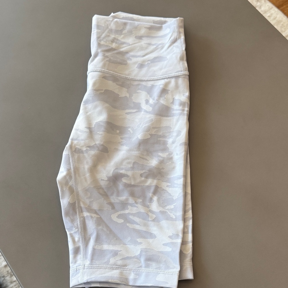 lululemon athletica White and Light Gray Camo Bike Shorts